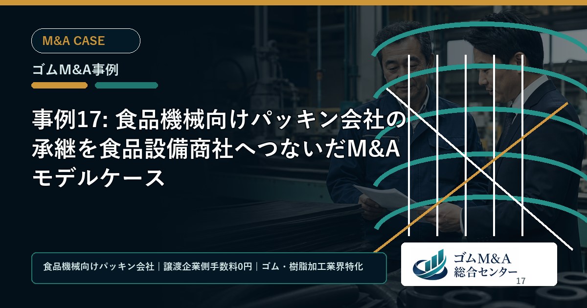 事例17: 食品機械向けパッキン会社の承継を食品設備商社へつないだM&Aモデルケース