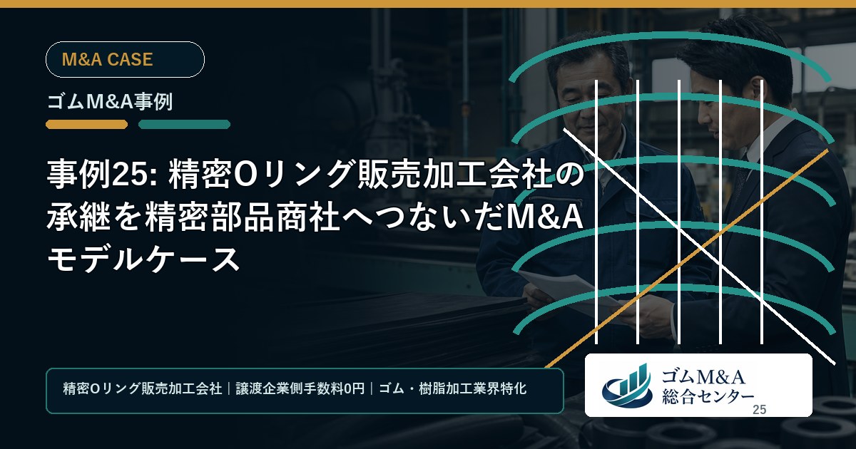 事例25: 精密Oリング販売加工会社の承継を精密部品商社へつないだM&Aモデルケース