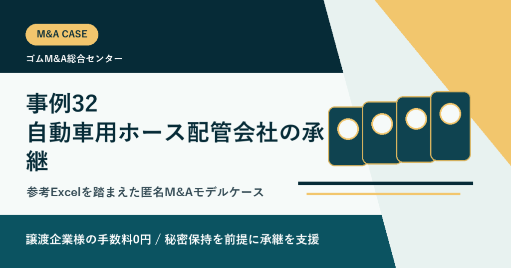 事例32: 自動車用ホース配管会社の拠点再編を踏まえたゴム部品M&Aモデルケースのアイキャッチ画像