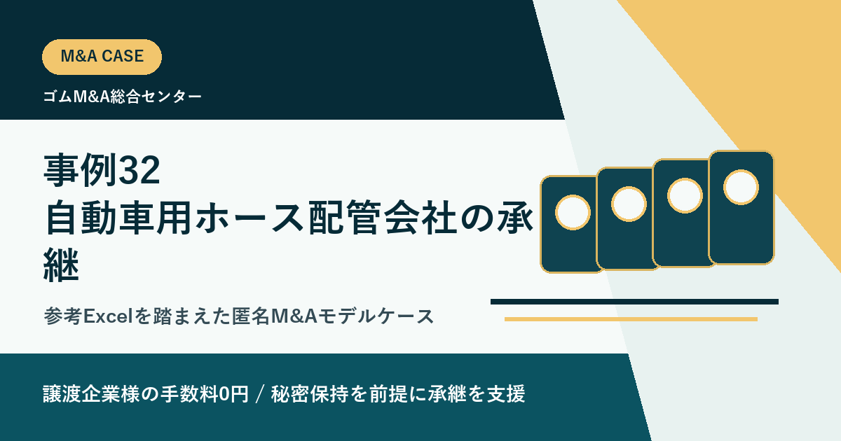 事例32: 自動車用ホース配管会社の拠点再編を踏まえたゴム部品M&Aモデルケースのアイキャッチ画像