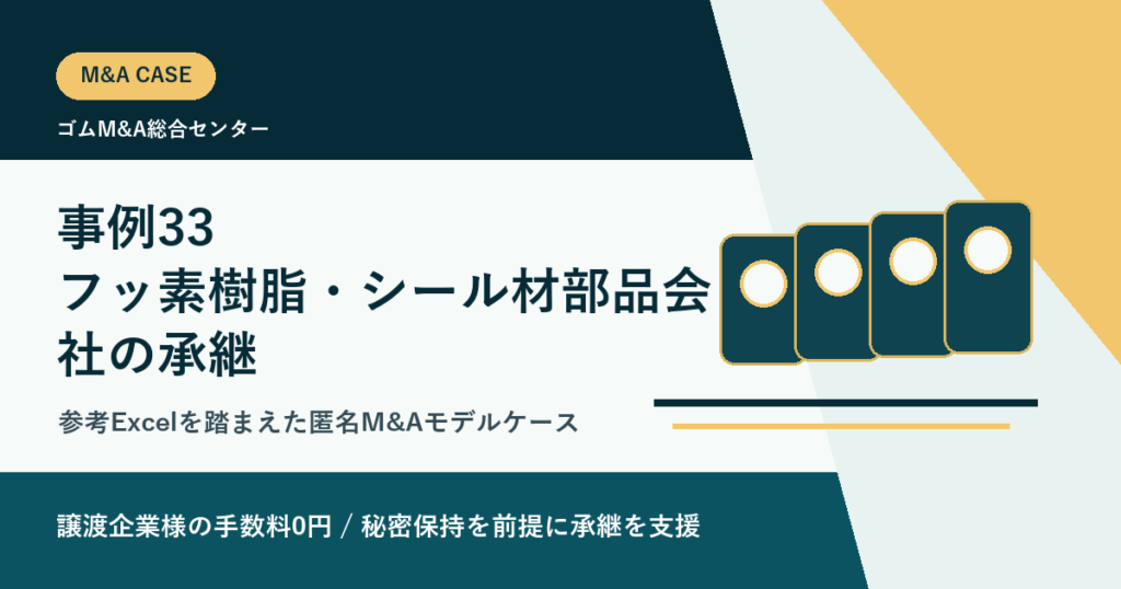 事例33: フッ素樹脂・シール材部品会社の承継を素材商社グループへつないだM&Aモデルケースのアイキャッチ画像