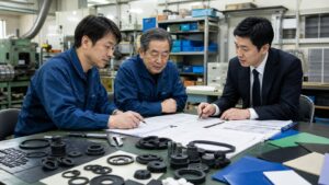 東京のゴム会社M&A相談を都市型工場で進める経営者とアドバイザー